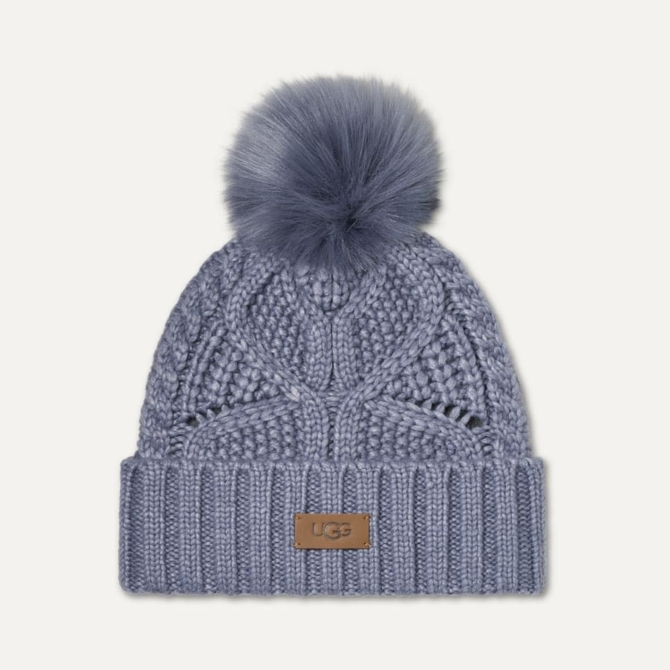 UGG W CABLE BEANIE WITH POM SVB