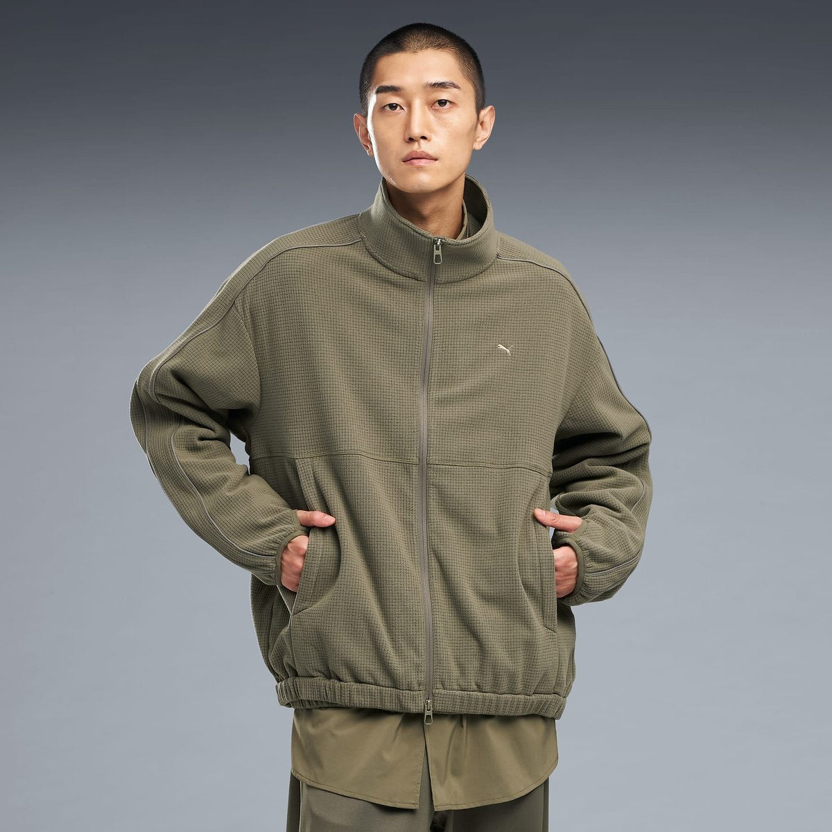 PUMA FLEECE ZIP-UP JACKET（PROJECT PLUS） LODEN GREEN