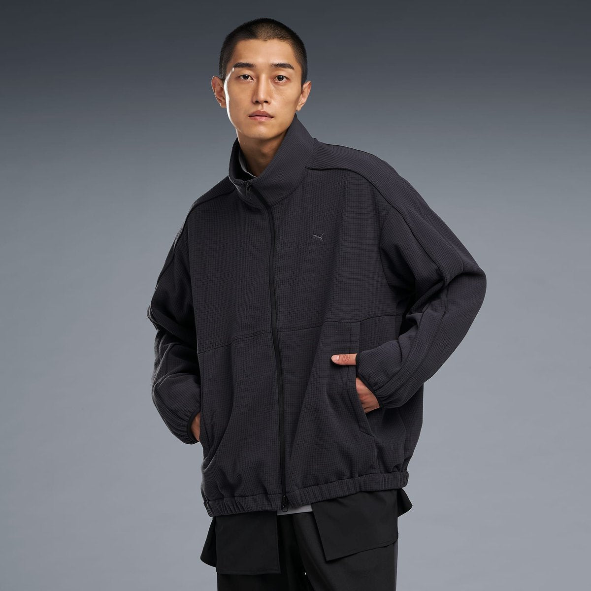 PUMA FLEECE ZIP-UP JACKET（PROJECT PLUS） PUMA BLACK