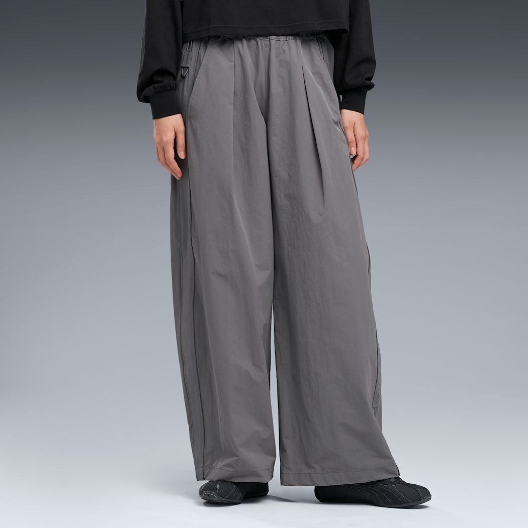 PUMA WASHER WOVEN LONG PANTS W（PROJECT PLUS） FLAT MEDIUM GRAY