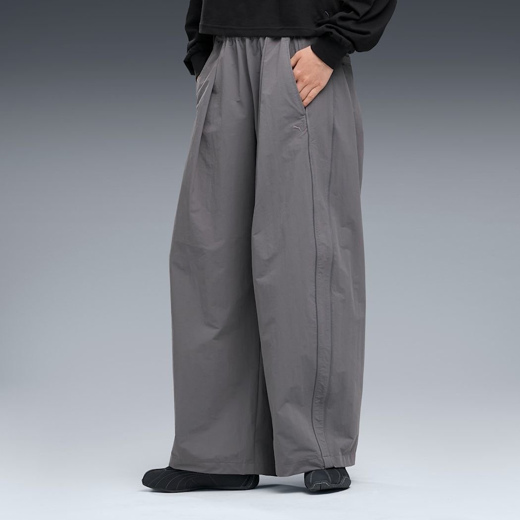 PUMA WASHER WOVEN LONG PANTS W（PROJECT PLUS） FLAT MEDIUM GRAY