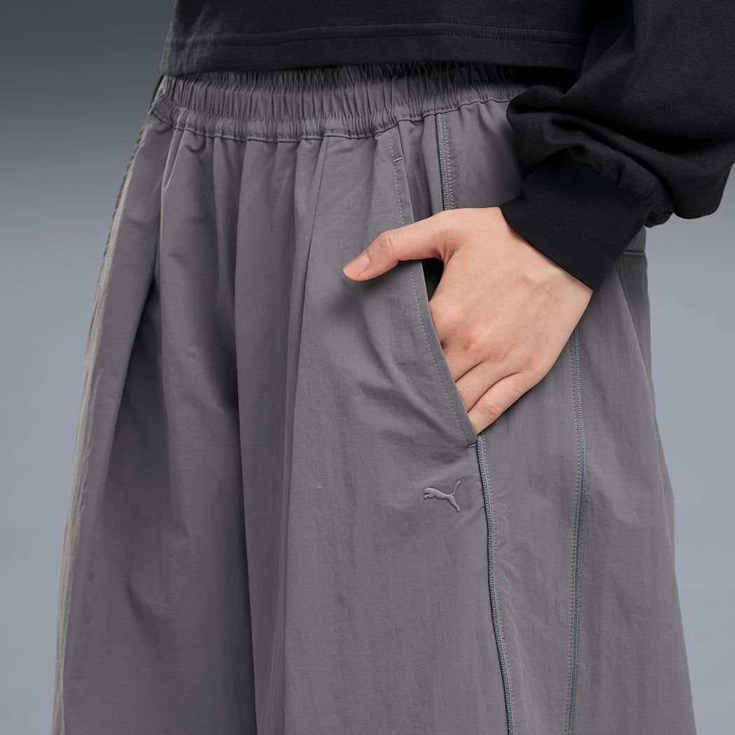 PUMA WASHER WOVEN LONG PANTS W（PROJECT PLUS） FLAT MEDIUM GRAY