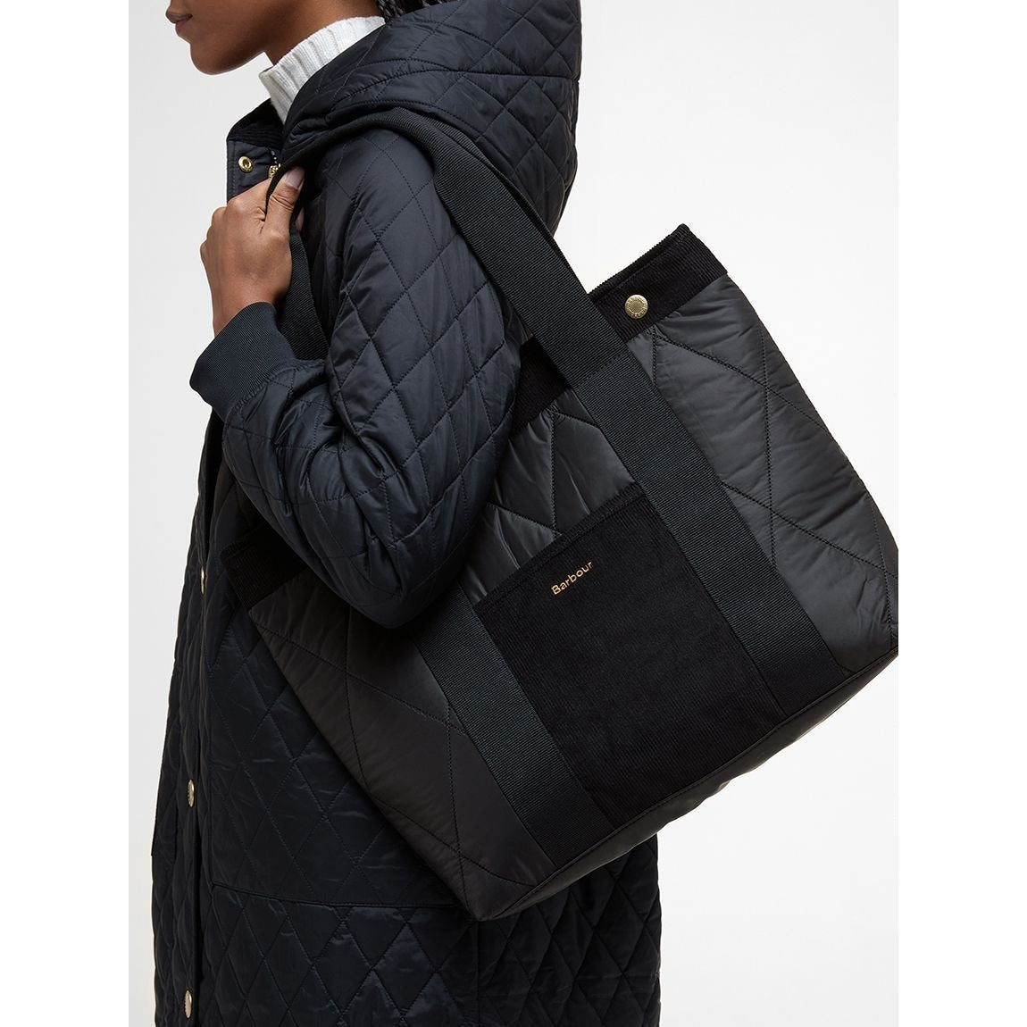 Barbour healy tote bag black/ancient