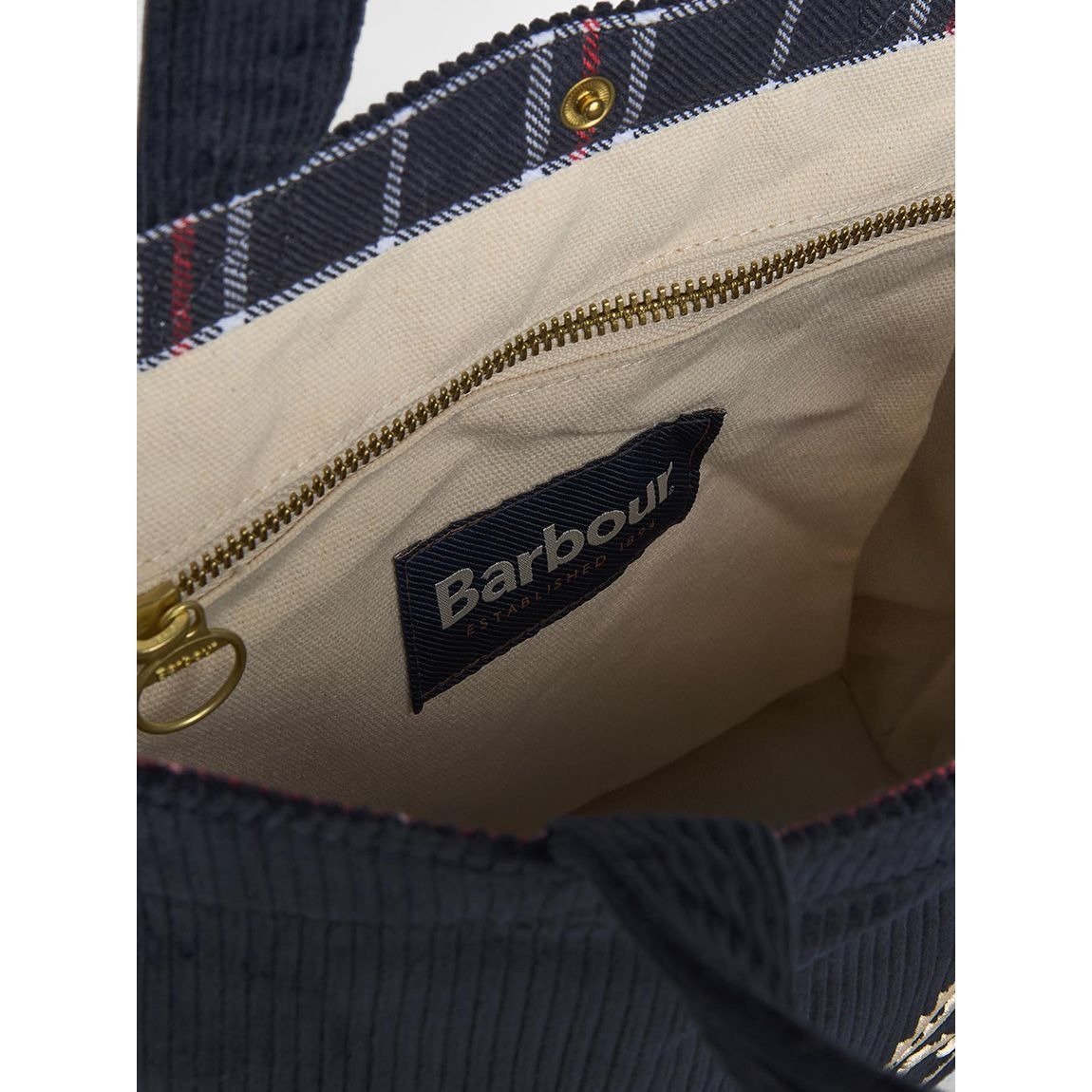 Barbour mini carrick cord tote bag navy