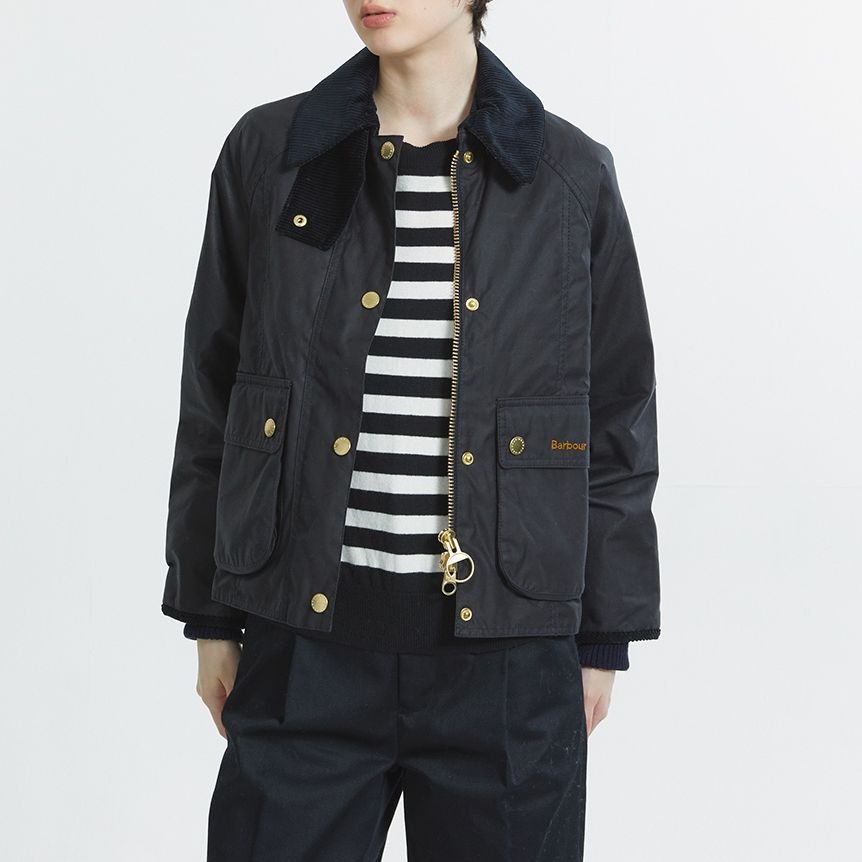 Barbour cropped beadnell wax jacket black/classic