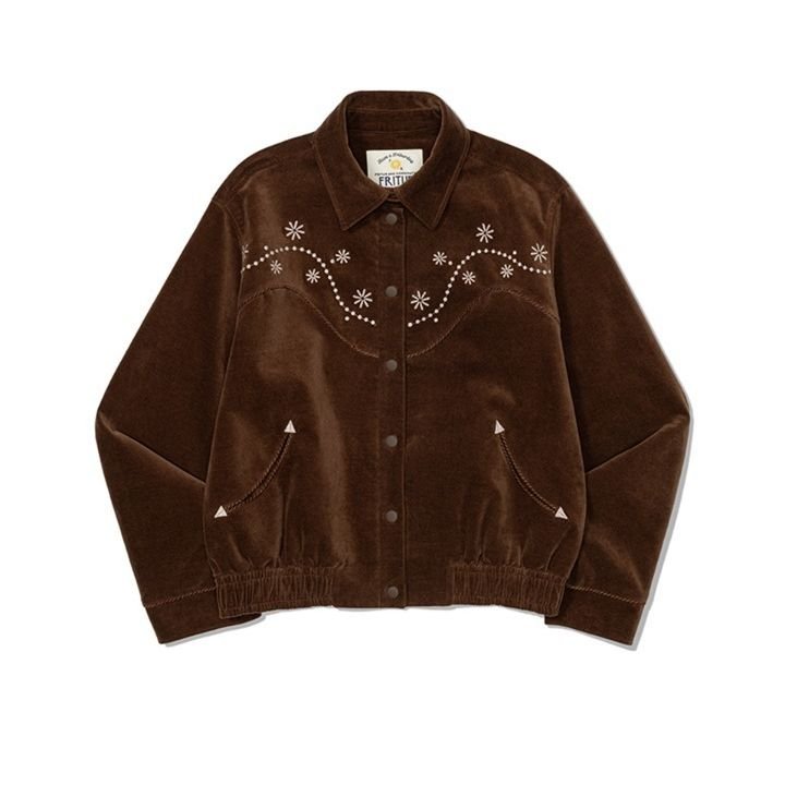 FRITUR Western EmbroideryBomber Jacket BROWN