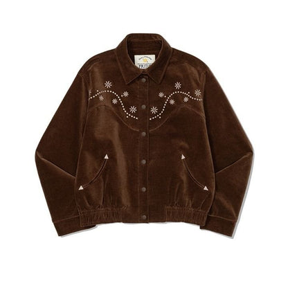 FRITUR Western EmbroideryBomber Jacket BROWN