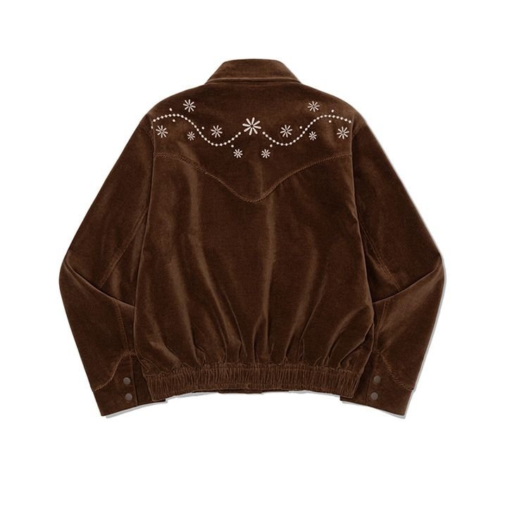 FRITUR Western EmbroideryBomber Jacket BROWN