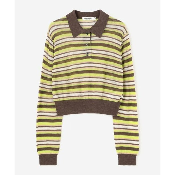 GYMPHLEX PULLOVER L/S LT.BROWN×GREEN STRIPE