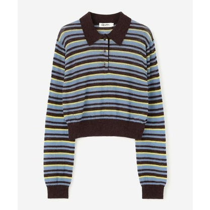 GYMPHLEX PULLOVER L/S BROWN×BLUE STRIPE