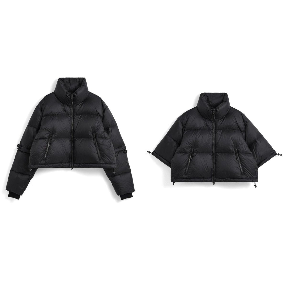 TAION HIGH-NECK DETACHABLE VOLUME DOWN JKT BLACK