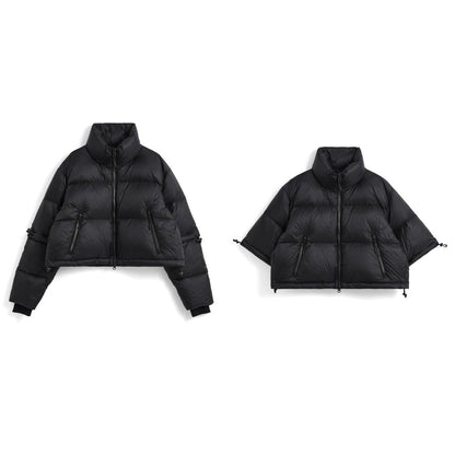 TAION HIGH-NECK DETACHABLE VOLUME DOWN JKT BLACK