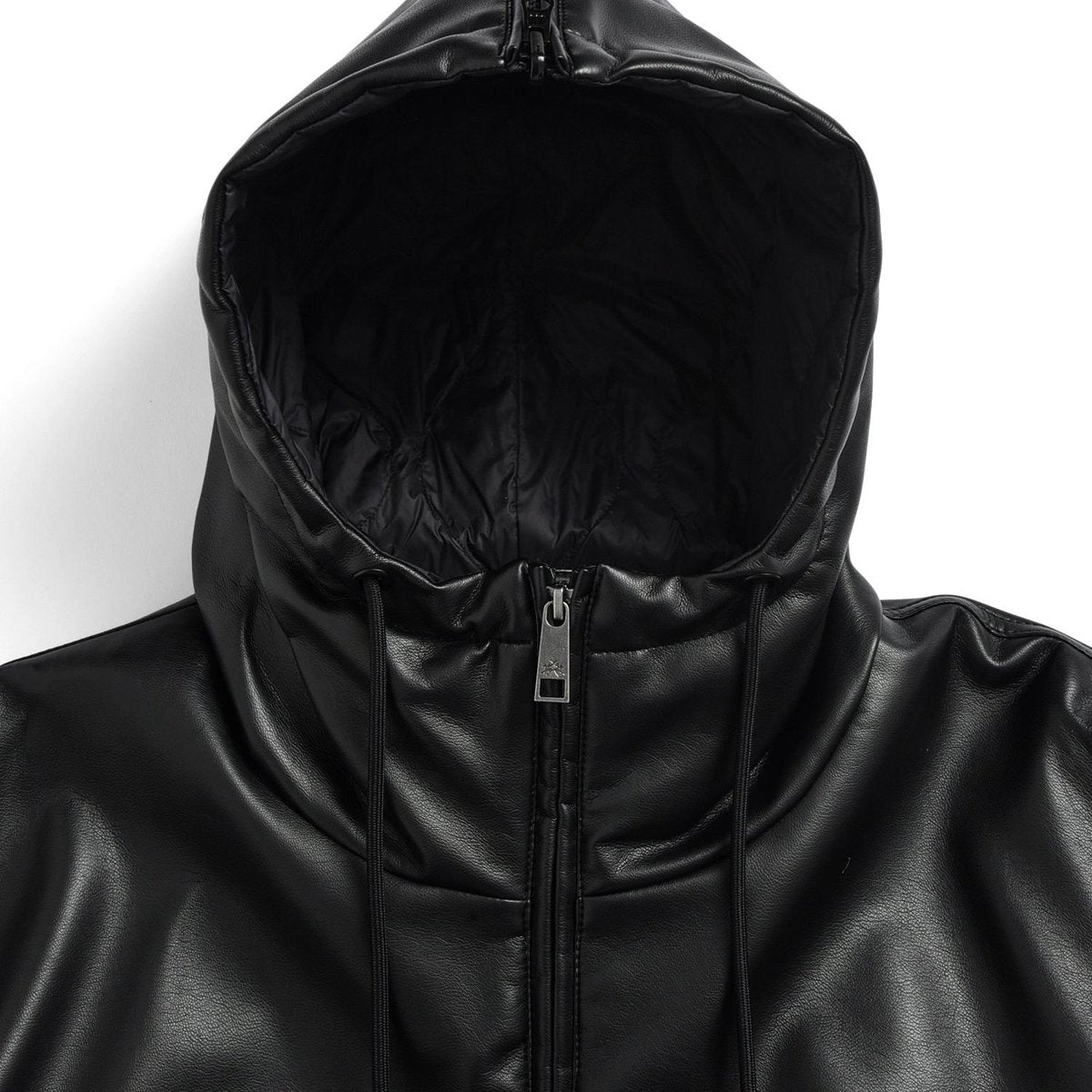 TAION REVERSIBLE N2B FAUX LEATHER DOWN JACKET BK×BK