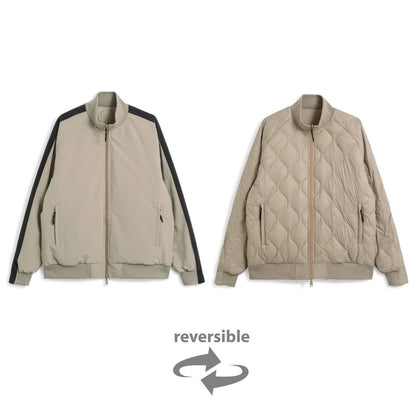 TAION REVERSIBLE RELAX HIGH-NECK DOWN JACKET AMBER×G.BGE(LINE/GRA