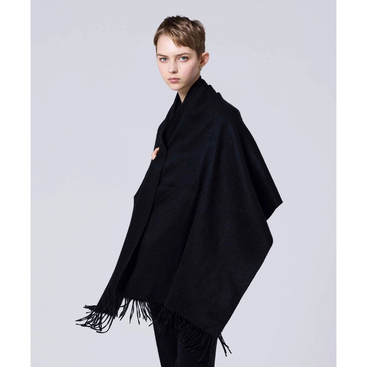 TAION 100% CASHMERE STOLE （70cm×175cm） BLACK