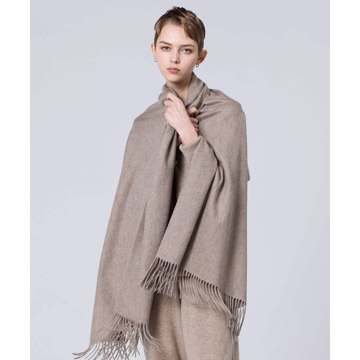 TAION 100% CASHMERE STOLE （70cm×175cm） G.BEIGE