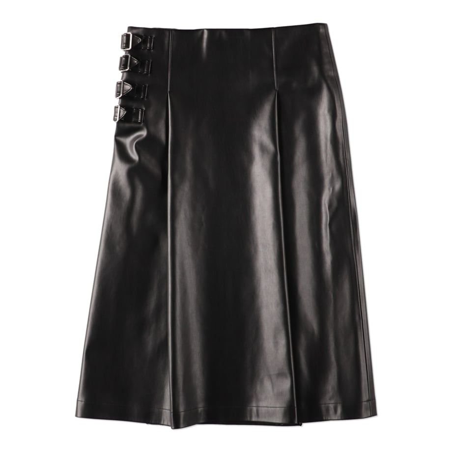 COOME LEATHER WRAP MID SKIRT BLACK