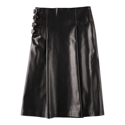 COOME LEATHER WRAP MID SKIRT BLACK