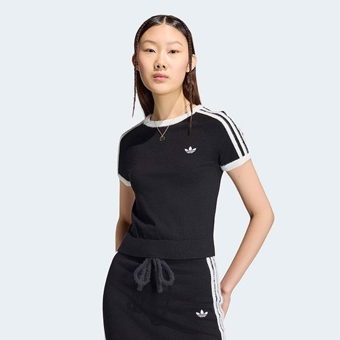 adidas originals KNITTED TEE ブラック／ホワイト