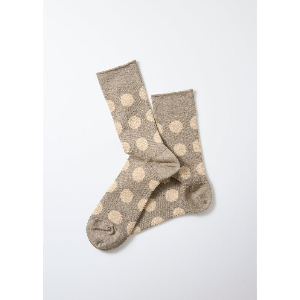 ROTOTO PORTHOLE DOT SOCKS GRAYGE/L.BEIGE