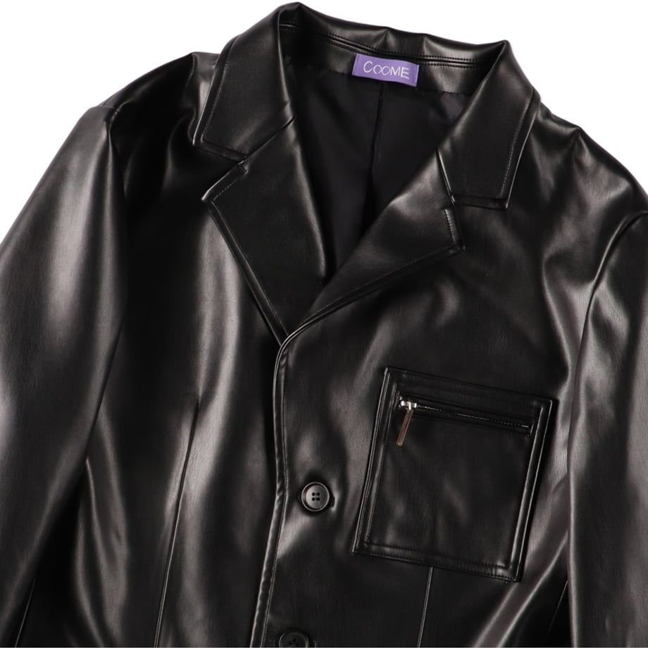 COOME LEATHER SUIT JACKET BLACK