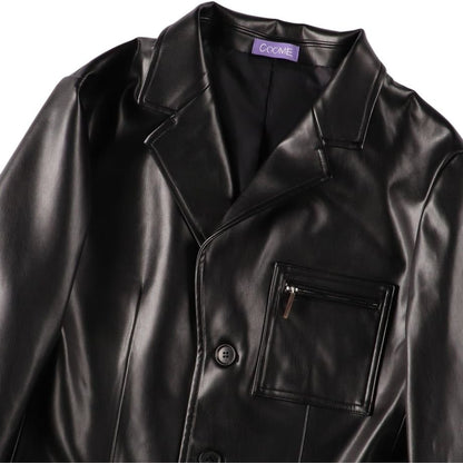 COOME LEATHER SUIT JACKET BLACK