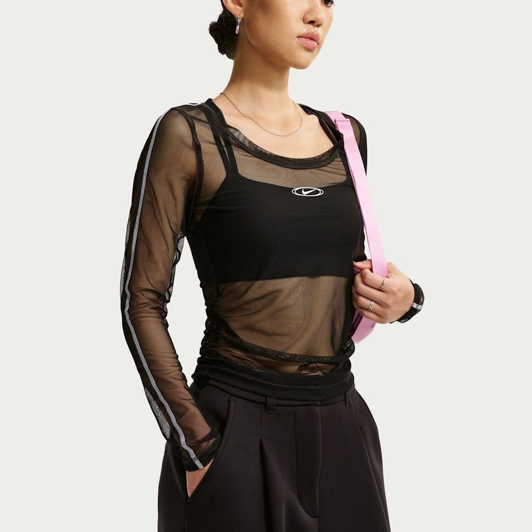 NIKE ナイキ AS W NK STREET SHEER LS BLACK/WHITE
