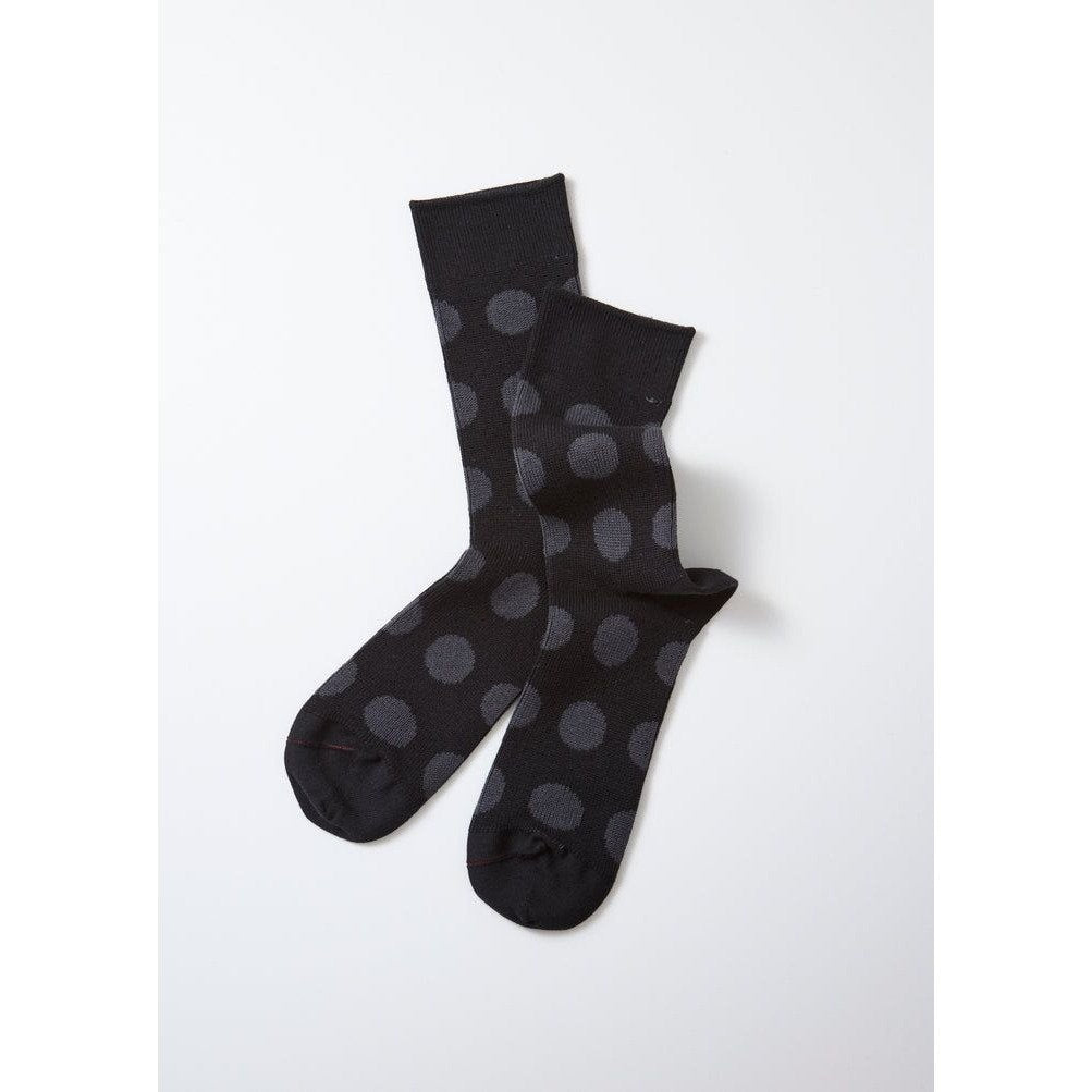 ROTOTO PORTHOLE DOT SOCKS BLACK/CHARCOAL