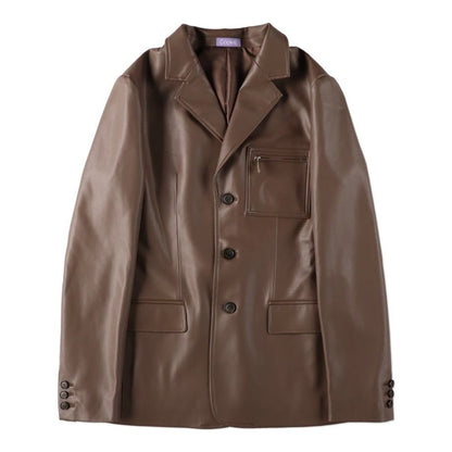 COOME LEATHER SUIT JACKET MOCA BROWN
