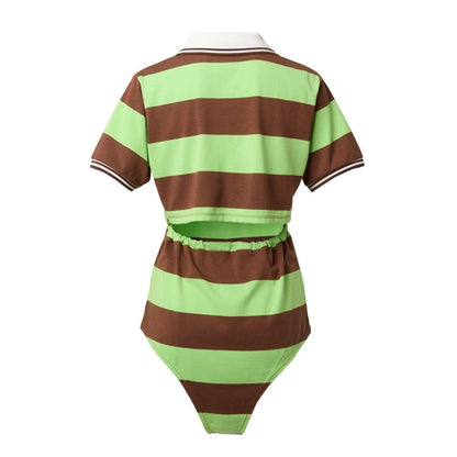 TW Rugger Shirt Bodysuit GREEN BROWN