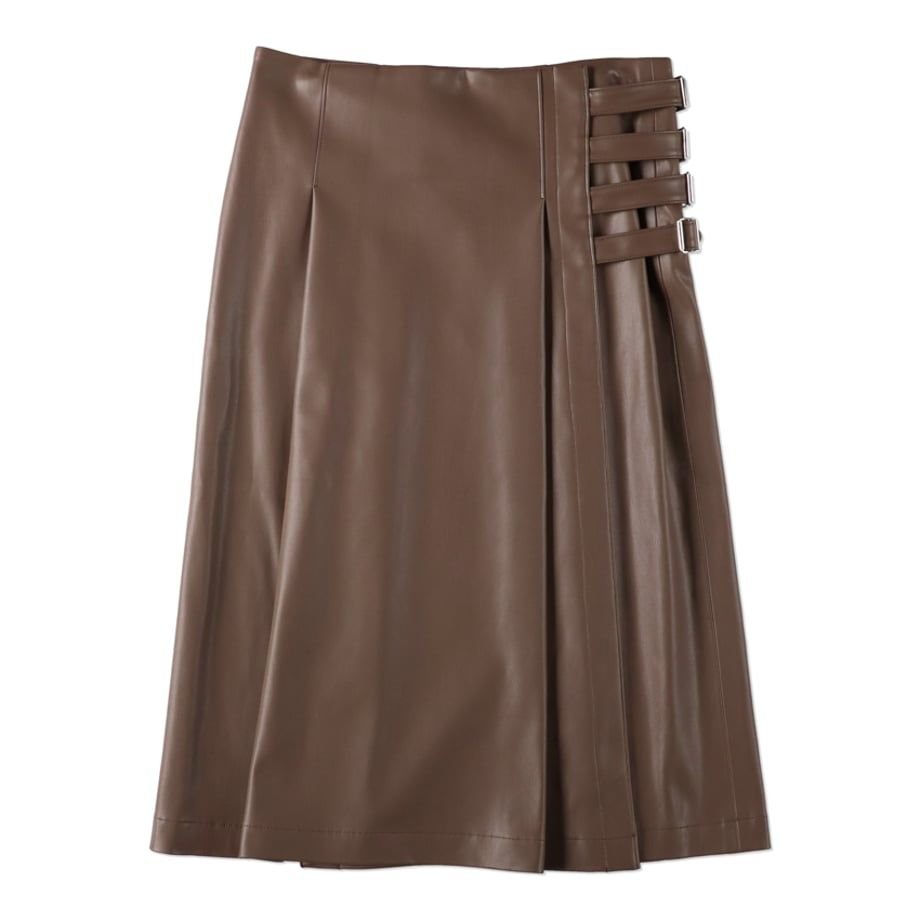 COOME LEATHER WRAP MID SKIRT MOCA BROWN