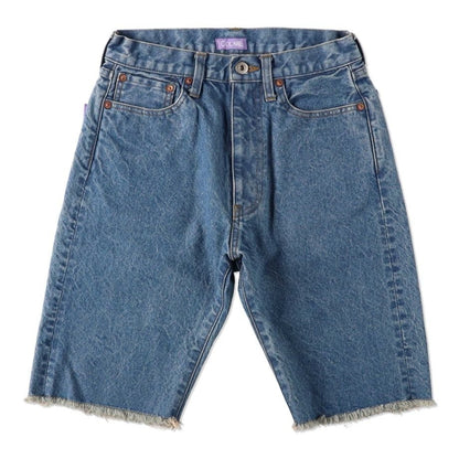 COOME DENIM MID-THIGH SHORTS BLUE