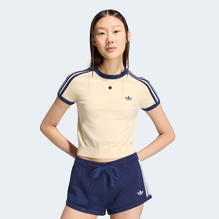 adidas originals KNITTED TEE ウォームバニラ／ナイトインディゴ