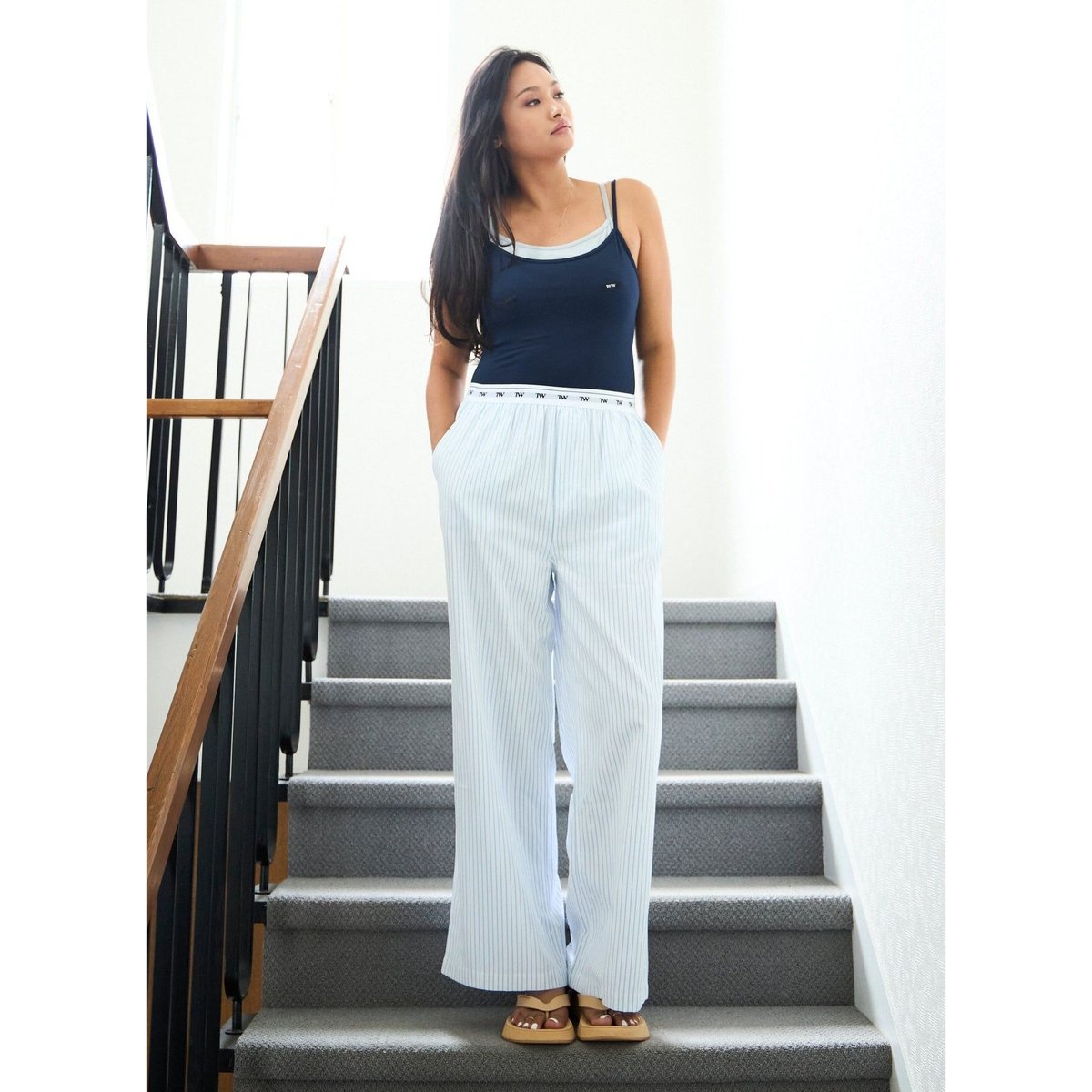 Signature Logo Stripe Long Pants TW6SS-024_TW SAX