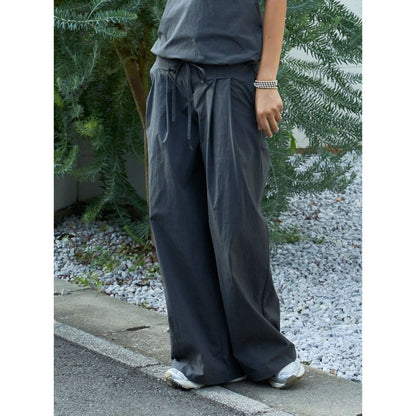 TW Nylon Tuck Pants CHARCOAL
