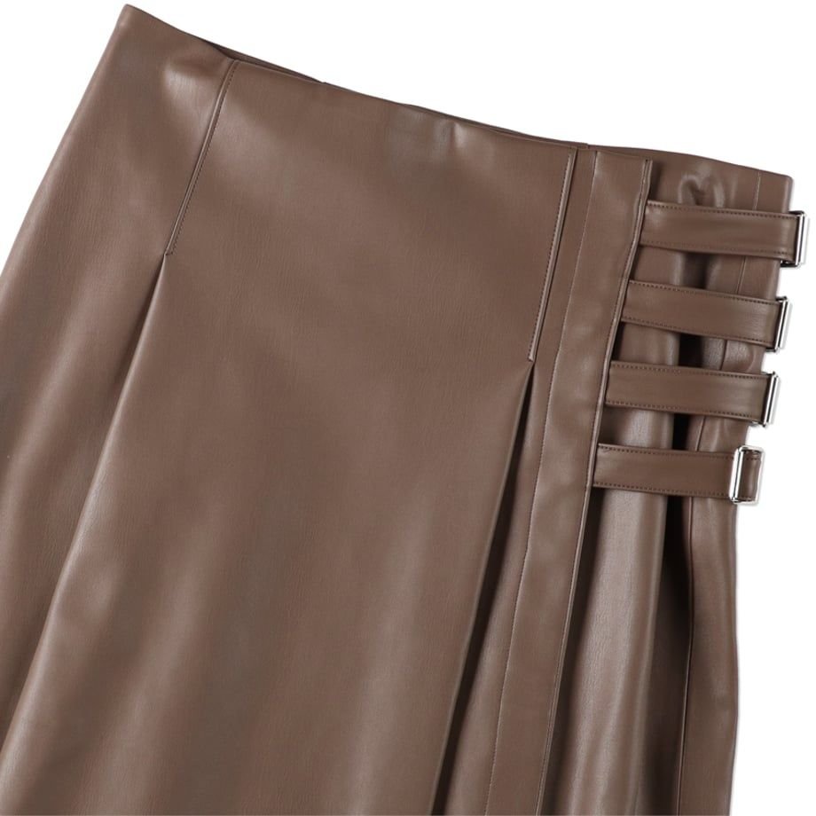 COOME LEATHER WRAP MID SKIRT MOCA BROWN