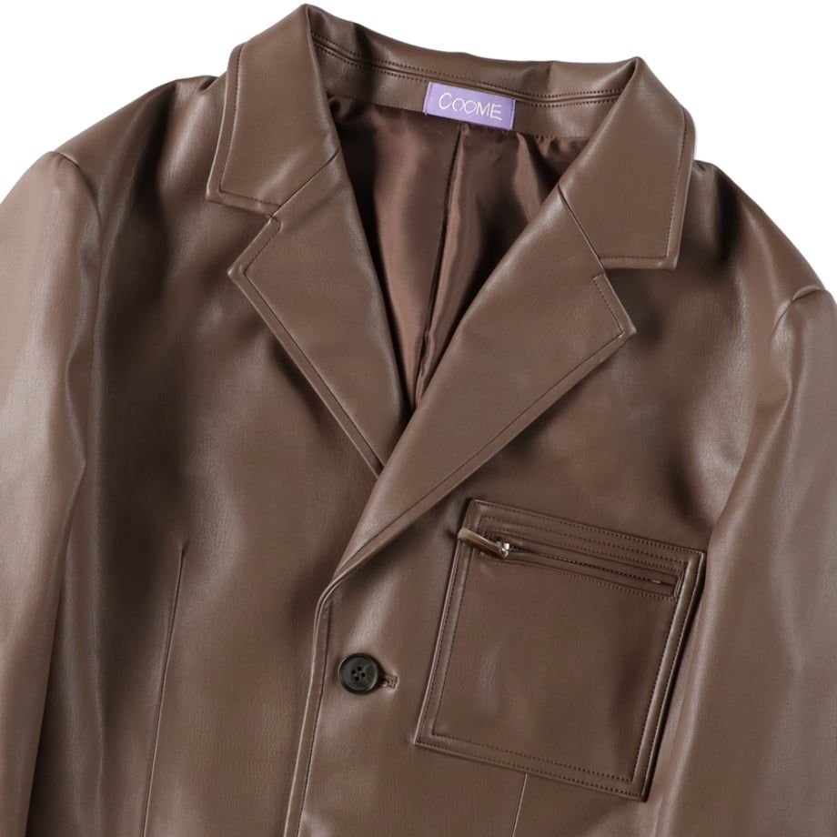 COOME LEATHER SUIT JACKET MOCA BROWN
