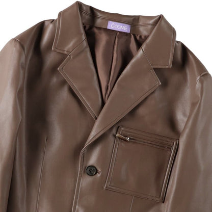 COOME LEATHER SUIT JACKET MOCA BROWN