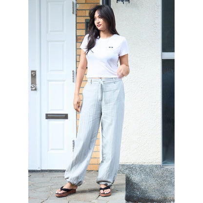 TW Satin Drawcord Pants LIGHT GRAY