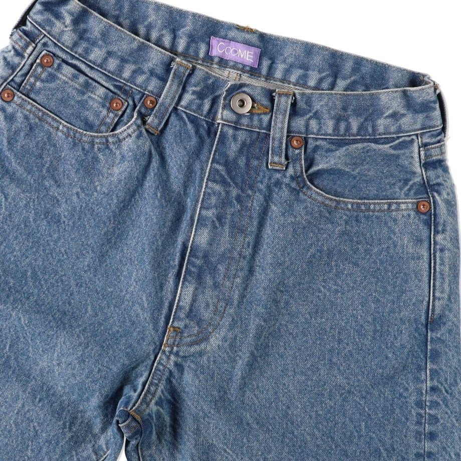 COOME DENIM MID-THIGH SHORTS BLUE