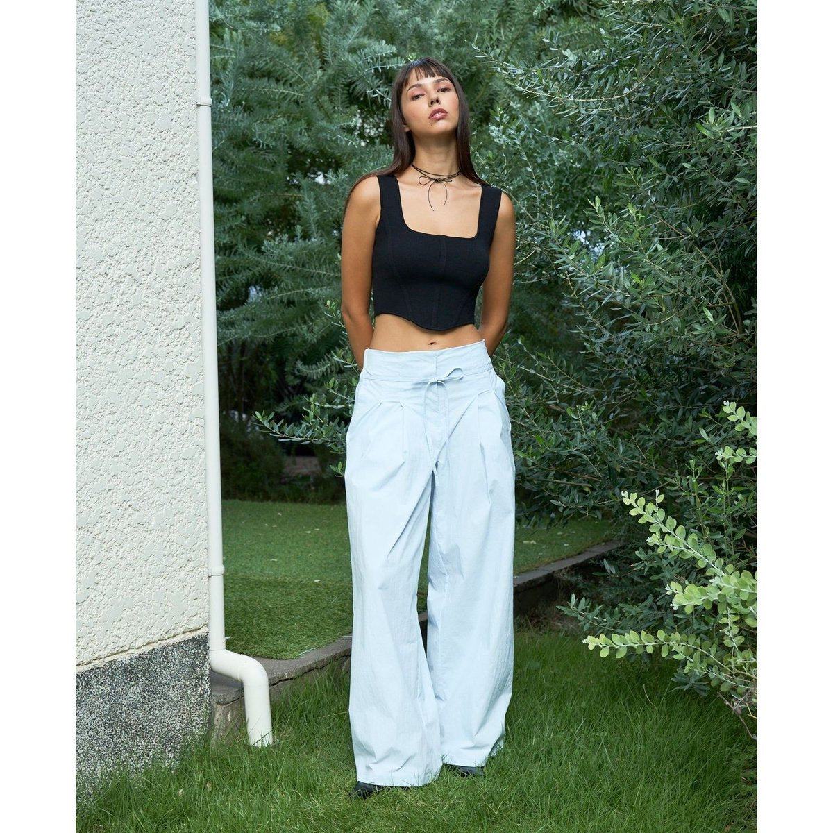 TW Nylon Tuck Pants SAX