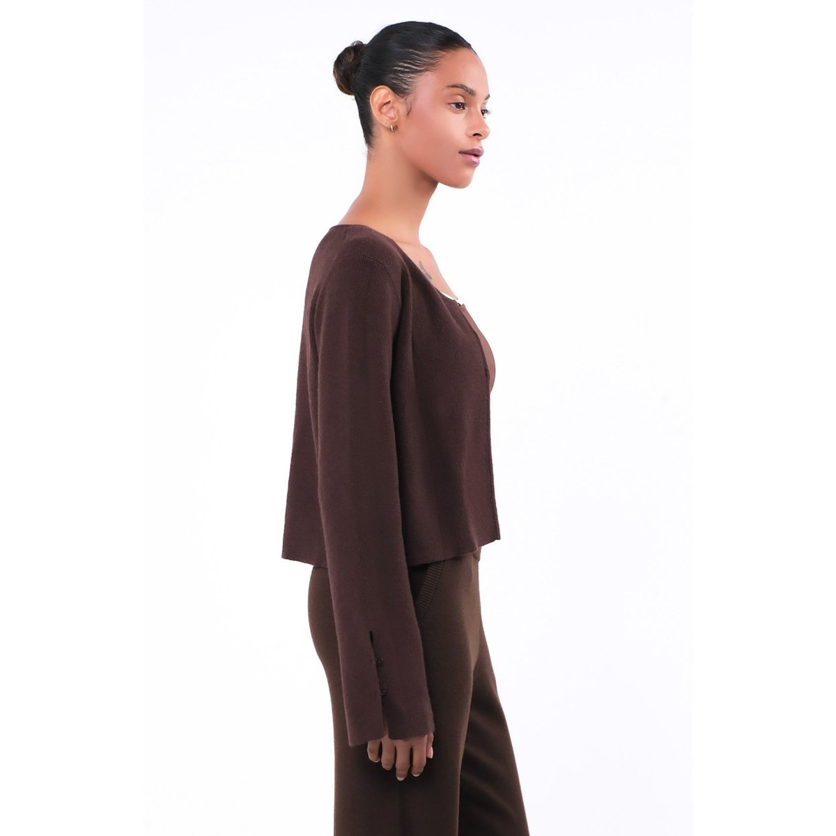 ITZON STRAP CARDIGAN BROWN