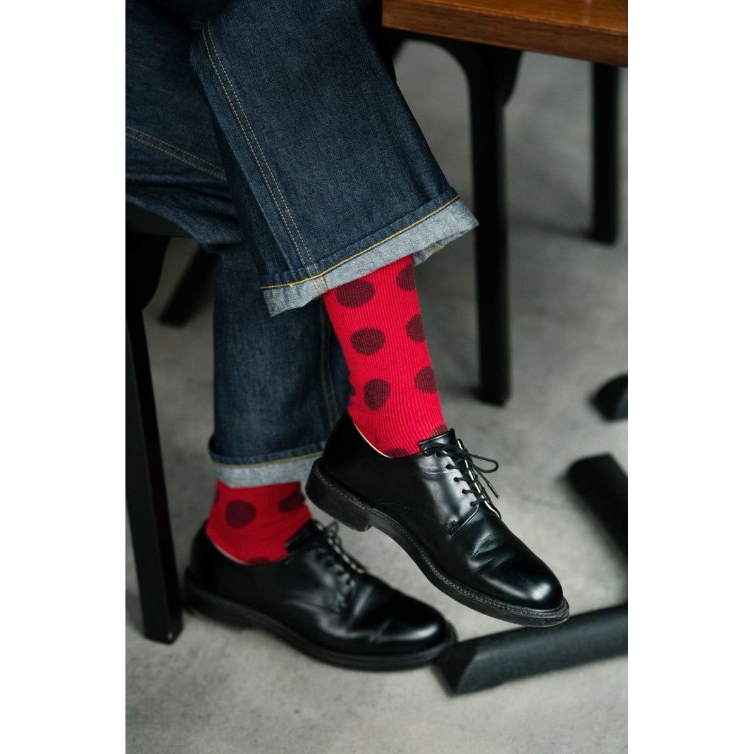 ROTOTO PORTHOLE DOT SOCKS RED/BURGUNDY